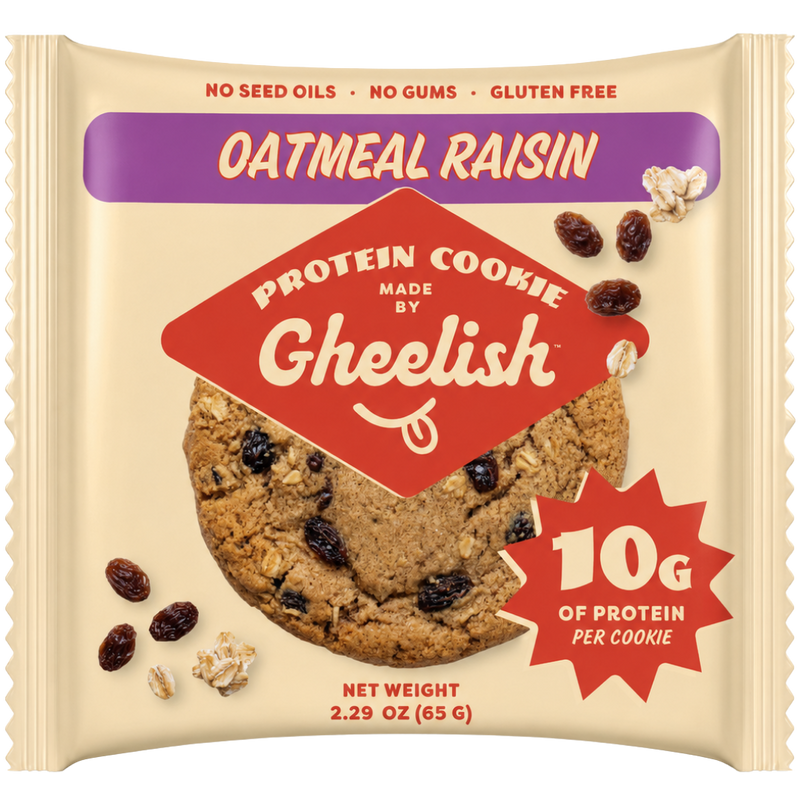 Oatmeal Raisin protein cookie packaging