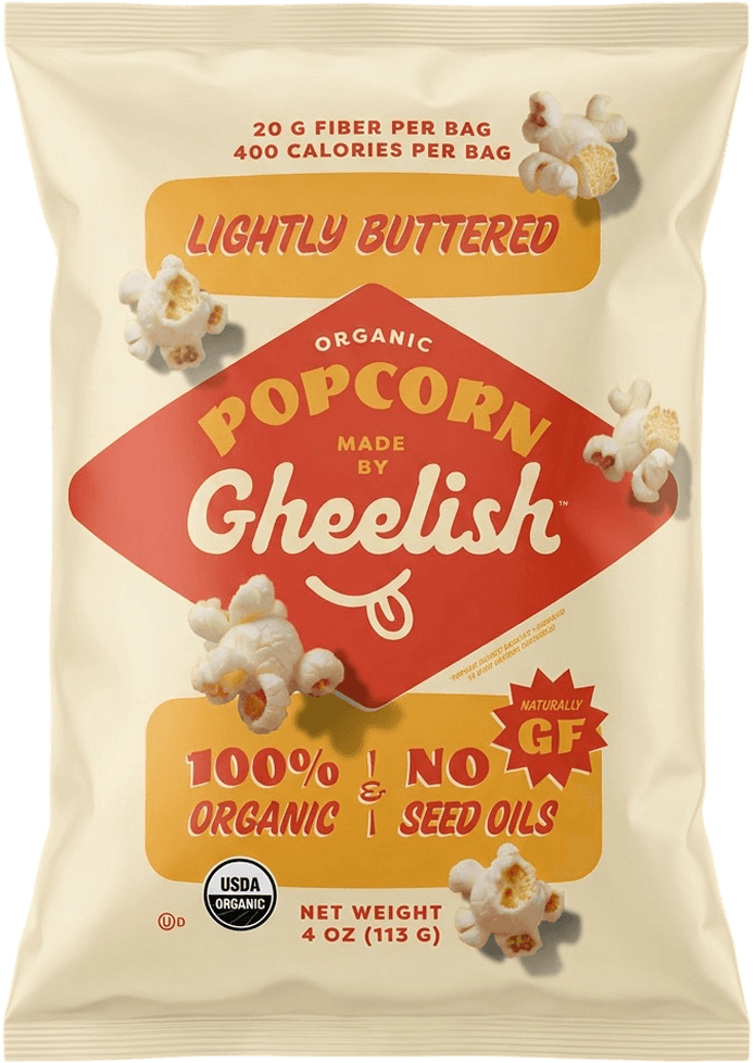 Lightly Buttered Gheelish organic popcorn
