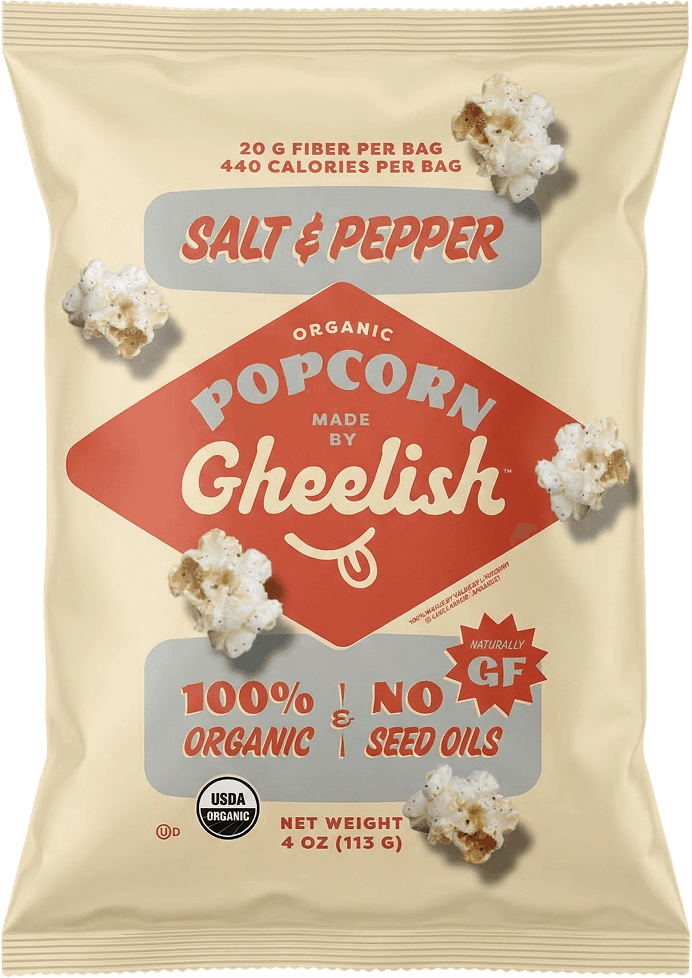 Salt and Pepper Gheelish organic popcorn