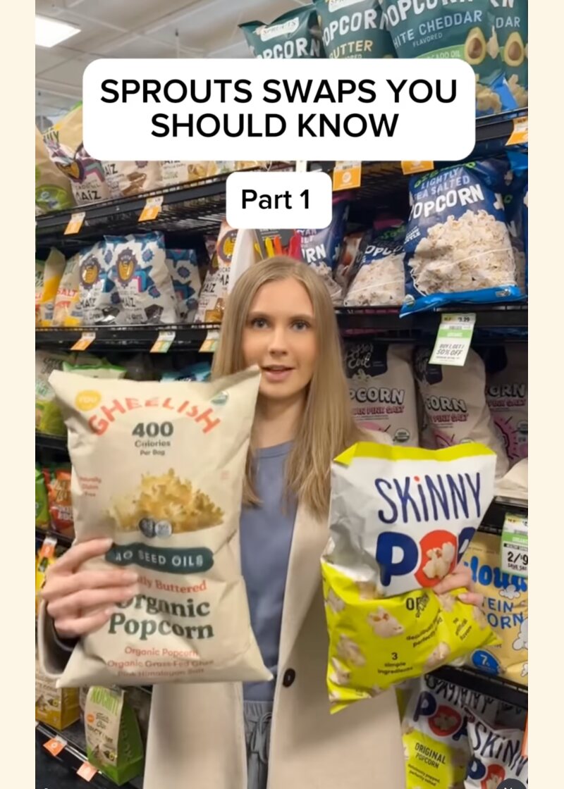 Gheelish popcorn featured in a Sprouts comparison post